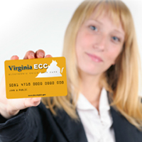 Woman holding an ECC Card