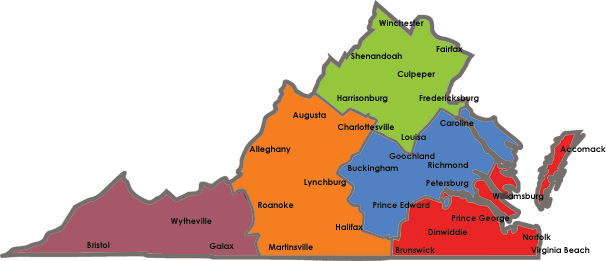 Map of the local social services regions